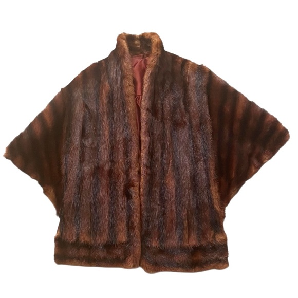Vintage Mink Real Fur Cape Stole Bolero in Rich Brown - Picture 5 of 10